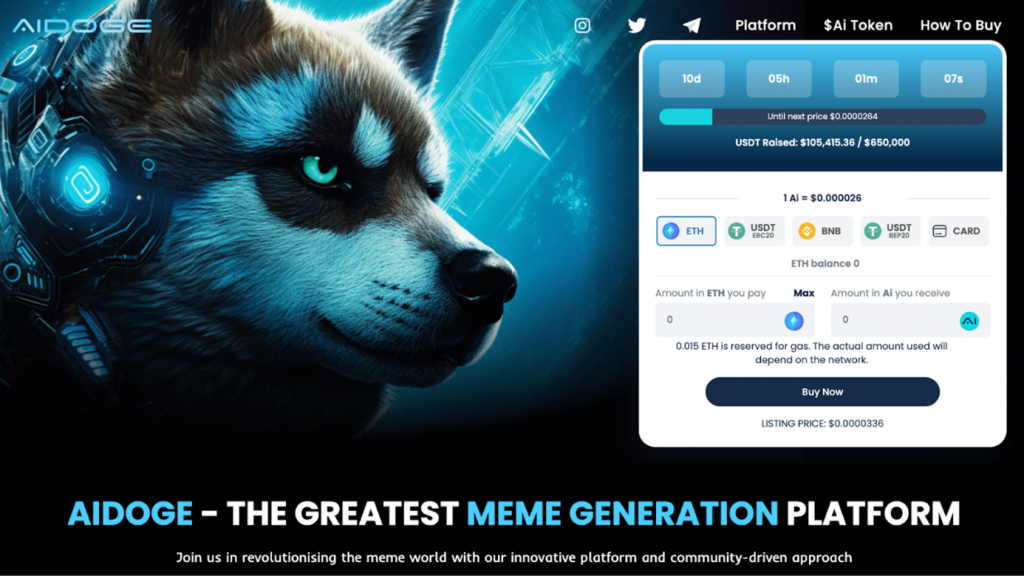 AiDoge Meme-Generator erobert Internet mit Start des Presales und nimmt im Rekordtempo 100.000 USD ein