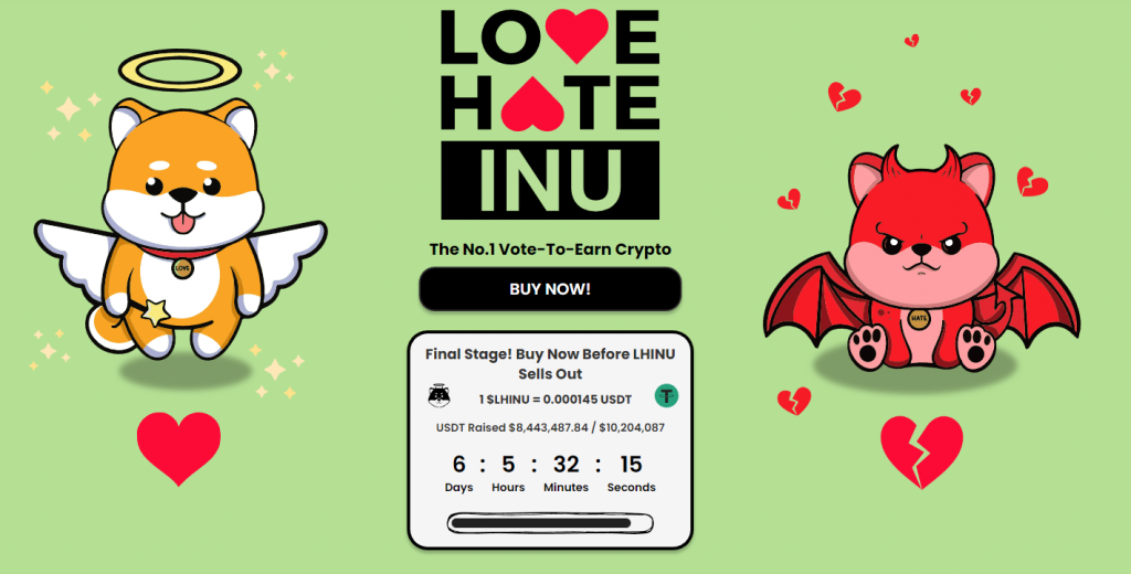 Love Hate Inu Website am 29.4.
