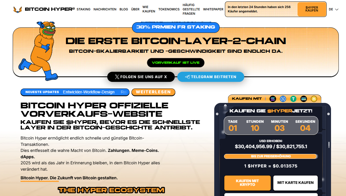 Bitcoin Hyper setzt auf Bitcoin-L2 Utility
- Dogecoin Kurs Prognose